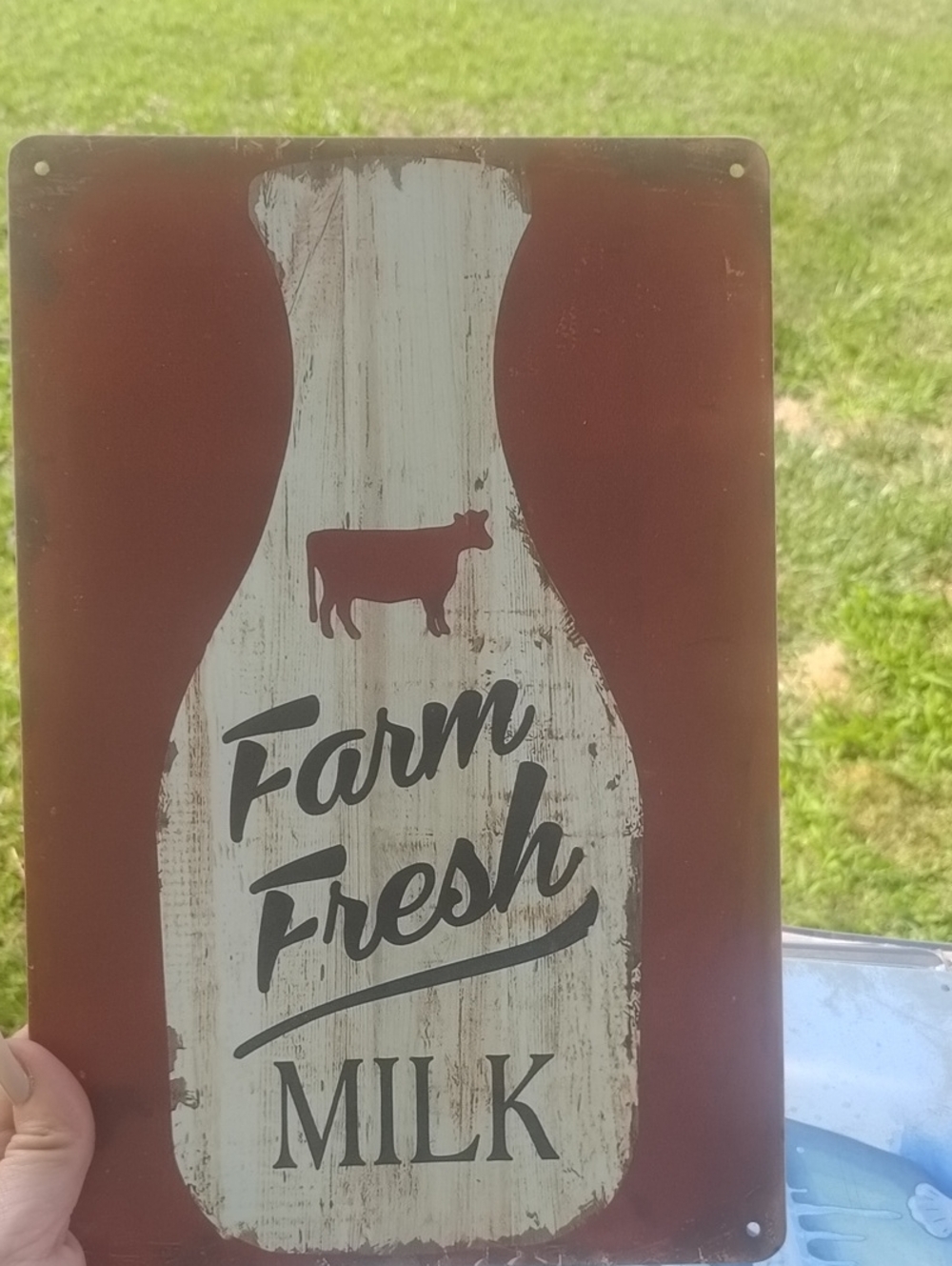 Farm Fresh Milk Wall Sign - White and Brown